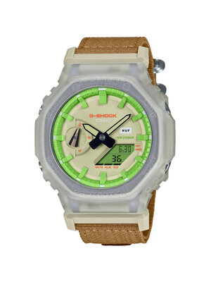 CASIO G-SHOCK นาฬิกาข้อมือ นาฬิกากันน้ำ นาฬิกาของแท้ ประกันศูนย์ CMG 1 ปี รุ่น GA-2100HUF-5A นาฬิกาสีน้ำตาล