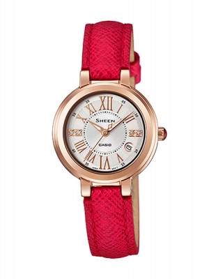 CASIO SHEEN นาฬิกาข้อมือ นาฬิกากันน้ำ นาฬิกาของแท้ ประกันศูนย์ CMG 1 ปี รุ่น SHE-4029PGL-7A นาฬิกาสีแดง