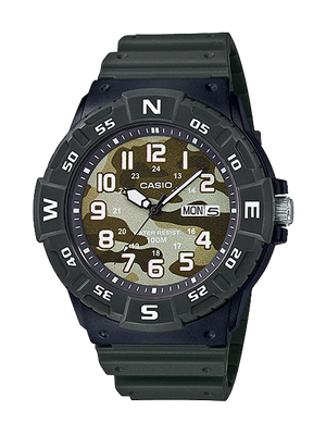 CASIO นาฬิกาคาสิโอ นาฬิกาข้อมือ นาฬิกากันน้ำ นาฬิกาของแท้ ประกันศูนย์ CMG 1 ปี รุ่น MRW-220HCM-3B นาฬิกาสีดำ