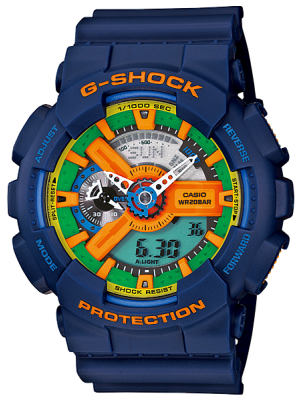 CASIO G-SHOCK นาฬิกาข้อมือ นาฬิกากันน้ำ นาฬิกาของแท้ ประกันศูนย์ CMG 1 ปี รุ่น GA-110FC-2A นาฬิกาสีน้้ำเงิน