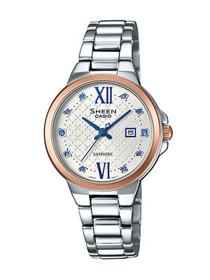 CASIO SHEEN นาฬิกาข้อมือ นาฬิกากันน้ำ นาฬิกาของแท้ ประกันศูนย์ CMG 1 ปี รุ่น SHE-4524SPG-7B นาฬิกาสีเงิน