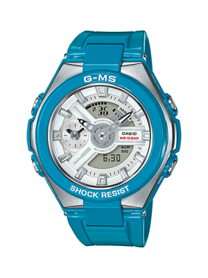 CASIO G-MS นาฬิกาข้อมือ นาฬิกากันน้ำ นาฬิกาของแท้ ประกันศูนย์ CMG 1 ปี รุ่น MSG-400-2A นาฬิกาสีฟ้า