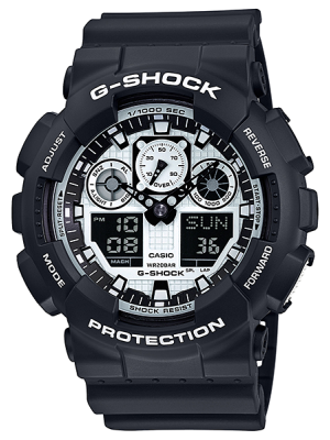 CASIO G-SHOCK นาฬิกาข้อมือ นาฬิกากันน้ำ นาฬิกาของแท้ ประกันศูนย์ CMG 1 ปี รุ่น GA-100BW-1A นาฬิกาสีดำ