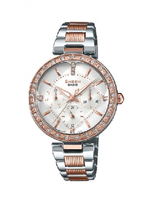 CASIO SHEEN นาฬิกาข้อมือ นาฬิกากันน้ำ นาฬิกาของแท้ ประกันศูนย์ CMG 1 ปี รุ่น SHE-3068SPG-7A นาฬิกาสีเงิน