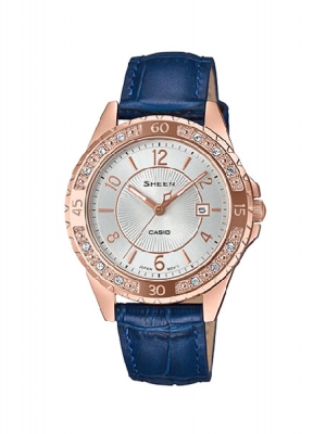 CASIO SHEEN นาฬิกาข้อมือ นาฬิกากันน้ำ นาฬิกาของแท้ ประกันศูนย์ CMG 1 ปี รุ่น SHE-4532PGL-7A นาฬิกาสีเงิน