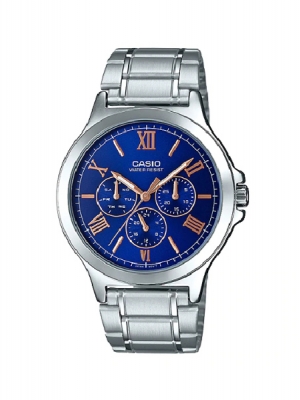 CASIO นาฬิกาคาสิโอ นาฬิกาข้อมือ นาฬิกากันน้ำ นาฬิกาของแท้ ประกันศูนย์ CMG 1 ปี รุ่น MTP-V300D-2A นาฬิกาสีเงิน