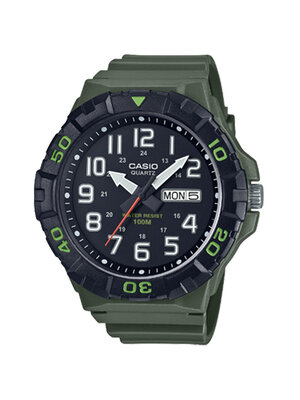 CASIO นาฬิกาคาสิโอ นาฬิกาข้อมือ นาฬิกากันน้ำ นาฬิกาของแท้ ประกันศูนย์ CMG 1 ปี รุ่น MRW-210H-3A นาฬิกาสีเขียว