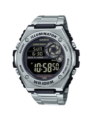 CASIO นาฬิกาคาสิโอ นาฬิกาข้อมือ นาฬิกากันน้ำ นาฬิกาของแท้ ประกันศูนย์ CMG 1 ปี รุ่น MWD-100HD-1B นาฬิกาสีเงิน