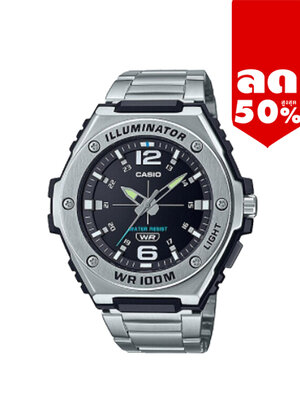 CASIO นาฬิกาคาสิโอ นาฬิกาข้อมือ นาฬิกากันน้ำ นาฬิกาของแท้ ประกันศูนย์ CMG 1 ปี รุ่น MWA-100HD-1A นาฬิกาสีเงิน