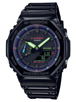 CASIO G-SHOCK นาฬิกาข้อมือ นาฬิกากันน้ำ นาฬิกาของแท้ ประกันศูนย์ CMG 1 ปี รุ่น GA-2100RGB-1 นาฬิกาสีดำ