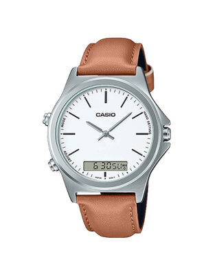 CASIO นาฬิกาข้อมือ นาฬิกากันน้ำ นาฬิกาของแท้ ประกันศูนย์ CMG 1 ปี รุ่น MTP-VC01L-7E นาฬิกาสีน้ำตาล