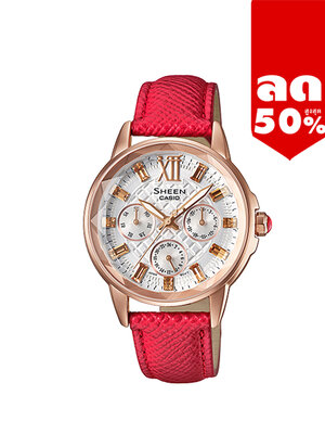 CASIO SHEEN นาฬิกาข้อมือ นาฬิกากันน้ำ นาฬิกาของแท้ ประกันศูนย์ CMG 1 ปี รุ่น SHE-3029PGL-7A นาฬิกาสีแดง