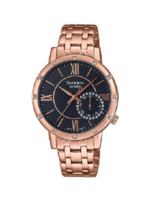 CASIO SHEEN นาฬิกาข้อมือ นาฬิกากันน้ำ นาฬิกาของแท้ ประกันศูนย์ CMG 1 ปี รุ่น SHE-3046PG-8A นาฬิกาสีน้ำตาล