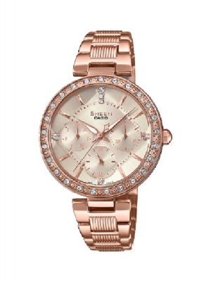 CASIO SHEEN นาฬิกาข้อมือ นาฬิกากันน้ำ นาฬิกาของแท้ ประกันศูนย์ CMG 1 ปี รุ่น SHE-3068PG-4A นาฬิกาสีน้ำตาล