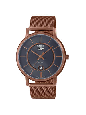 CASIO นาฬิกาคาสิโอ นาฬิกาข้อมือ นาฬิกากันน้ำ นาฬิกาของแท้ ประกันศูนย์ CMG 1 ปี รุ่น MTP-B120MR-8A นาฬิกาสีน้ำตาล