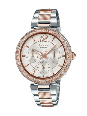 CASIO SHEEN นาฬิกาข้อมือ นาฬิกากันน้ำ นาฬิกาของแท้ ประกันศูนย์ CMG 1 ปี รุ่น SHE-3065SPG-7A นาฬิกาสีเงิน