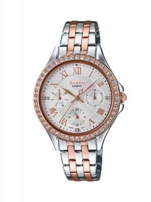 CASIO SHEEN นาฬิกาข้อมือ นาฬิกากันน้ำ นาฬิกาของแท้ ประกันศูนย์ CMG 1 ปี รุ่น SHE-3062SPG-7A นาฬิกาสีเงิน