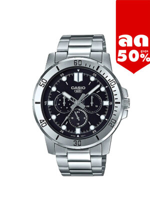 CASIO นาฬิกาคาสิโอ นาฬิกาข้อมือ นาฬิกากันน้ำ นาฬิกาของแท้ ประกันศูนย์ CMG 1 ปี รุ่น MTP-VD300D-1E นาฬิกาสีเงิน