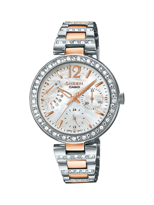 CASIO SHEEN นาฬิกาข้อมือ นาฬิกากันน้ำ นาฬิกาของแท้ ประกันศูนย์ CMG 1 ปี รุ่น SHE-3043SG-7A นาฬิกาสีเงิน