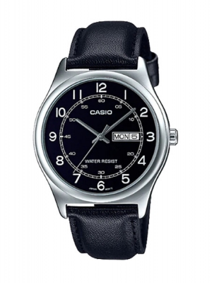 CASIO นาฬิกาคาสิโอ นาฬิกาข้อมือ นาฬิกากันน้ำ นาฬิกาของแท้ ประกันศูนย์ CMG 1 ปี รุ่น MTP-V006L-1B2 นาฬิกาสีดำ
