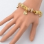 สร้อยข้อมือ Diy สไตล์ Pandora สร้อยข้อมือทอง ร้อย เม็ดบีด กลม สีทอง สลับ Rose Gold ฝังเพชร CZ คริสตัล ห้อย หัวใจ ของขวัญให้แฟน สุดหรู 706031