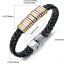 สร้อยข้อมือผู้ชาย กำไลข้อมือ ผู้ชาย สายหนังแท้ สีดำ ถักหนา แน่น ร้อยด้วย Stainless Steel แท้ สีเงิน ทอง นาก สร้อยข้อมือให้แฟน สุดหรู 45930