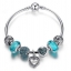สร้อยข้อมือ Diy สไตล์ Pandora กำไลข้อมือผู้หญิง กำไลเงิน ร้อย Glass Bead สีฟ้า สลับ คริสตัลแท้ สุดหรู รูปหัว พร้อม จี้เพชร หัวใจ 599553