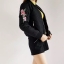 เสื้อนอก เสื้อคลุมกันหนาว เสื้อไฟท์ สีดำ แต่งลายปักช่วงแขน Size M/L