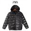Zara เสื้อกันหนาว เสื้อฮู้ดขนเป็ด เสื้อขนเป็ด เสื้อบอมเบอร์ บุขนเป็ด แบรนด์ zara man Black Lightweight Puffer Jacket ดำ
