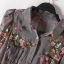 เสื้อเชิ๊ตชีฟอง สีเทา ลายดอก สวยหรู แบรนด์เนมBLOUSON