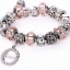 สร้อยข้อมือ Diy สไตล์ Pandora แต่ง ชาร์ม สลับ คริสตัลแท้ สีสวย ห้อยจี้เพชร อักษร Love ชาร์มหัวใจ สีเงิน ของขวัญให้แฟน สุดหรู แทนใจ 982338