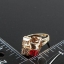 แหวนทอง ประดับ อัญมณี สีแดง ทับทิม สีเหลือง ดีไซน์ เป็น คิวบิก ต่อกัน แหวนทอง 18 k Austrian Crystal แท้ แบบสวย ดีไซน์หรู 294344