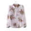 เสื้อเชิ๊ตชีฟอง สีเทา ลายดอก สวยหรู แบรนด์เนมBLOUSON