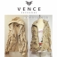 เสื้อคลุม แจ็คเก็ตยาว ติดฮูท สไตล์ทหาร สีเทาอ่อน Brand name VENCE EXCHANGE from JAPAN แต่งกระดุม SIze S/M