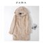 Zara เสื้อเฟอร์กันหนาว หมวกฮู้ด เสื้อขน FLUFFY Coat แบรนด์ Zara ดำ / เบจ