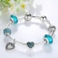 สร้อยข้อมือ Diy สไตล์ Pandora กำไลข้อมือผู้หญิง กำไลเงิน ร้อย Glass Bead สีฟ้า สลับ คริสตัลแท้ สุดหรู รูปหัว พร้อม จี้เพชร หัวใจ 599553