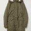 H&M เสื้อโค้ทฮู้ดกันหนาว เสื้อปาร์กา parka สีเขียว แบรนด์ H&M size S/M/L เขียว