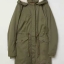H&M เสื้อโค้ทฮู้ดกันหนาว เสื้อปาร์กา parka สีเขียว แบรนด์ H&M size S/M/L เขียว