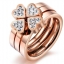 แหวน Stainless Steel แหวนสี Rose Gold ทองแดง แหวนผู้หญิง แยกเป็น 3 วง ดีไซน์ประกอบ กันเป็น ดอกโคลเว่อร์ ฝังเพชร สุดหรู มีดีไซน์ 495624