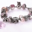 สร้อยข้อมือ Diy สไตล์ Pandora แต่ง ชาร์ม จี้เงิน ธีม หิมะ กวางเลนเดียร์ สลับคริสตัล สีชมพู สีม่วง ห้อยจี้หัวใจ คริสตัลแท้ สุดหรู ของขวัญให้แฟน 451313