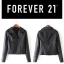️เสื้อแจ็คเก็ต เสื้อหนัง สไตล์แก๊งสเตอร์ เนื้อผ้าเคลือบน้ำมัน สีดำ brandname FOREVER21แต่งซิบเงินเฉียง