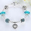สร้อยข้อมือ Diy สไตล์ Pandora กำไลข้อมือผู้หญิง กำไลเงิน ร้อย Glass Bead สีฟ้า สลับ คริสตัลแท้ สุดหรู รูปหัว พร้อม จี้เพชร หัวใจ 599553