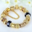 สร้อยข้อมือ Diy สไตล์ Pandora สร้อยข้อมือทอง ผู้หญิง ใส่ออกงาน สไตล์ วัยรุ่น มีระดับ ร้อย Charm ติดเพชร CZ สุดหรู สลับ Glass Beads สีดำ 773237
