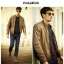 เสื้อหนัง แจ็คเก็ตหนังสีน้ำตาล แบรนด์เนมPULL&BEAR ขนาด S/M/L