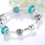 สร้อยข้อมือ Diy สไตล์ Pandora กำไลข้อมือผู้หญิง กำไลเงิน ร้อย Glass Bead สีฟ้า สลับ คริสตัลแท้ สุดหรู รูปหัว พร้อม จี้เพชร หัวใจ 599553