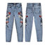 Topshop กางเกงยีนส์ กางเกงทรงตรง แต่งลายปักดอกไม้ เนื้อผ้าสวยทิ้งตัว topshop ยีนส์