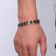กำไล ข้อมือ สร้อยข้อมือ ผู้ชาย สแตนเลสแท้ ผสมผสาน กับ เซรามิก สีดำ ตัดทอง สวยหรู ฝังแม่เหล็ก ปรับสมดุล 233010