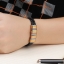 สร้อยข้อมือผู้ชาย กำไลข้อมือ ผู้ชาย สายหนังแท้ สีดำ ถักหนา แน่น ร้อยด้วย Stainless Steel แท้ สีเงิน ทอง นาก สร้อยข้อมือให้แฟน สุดหรู 45930