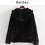 Bershka เสื้อเฟอร์กันหนาว หมวกฮู้ด เสื้อขน สีดำ แบรนด์ BERSHKA เนื้อนิ่ม นุ่มมากคะ สำเนา สำเนา สำเนา ดำ
