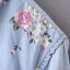 เสื้อเชิ๊ตยีนส์ แขนสั้น แต่งกระดุมผ้า สียีนส์ซีดน่ารักมากคะ สินค้างาน ญี่ปุ่นคะ sizeM